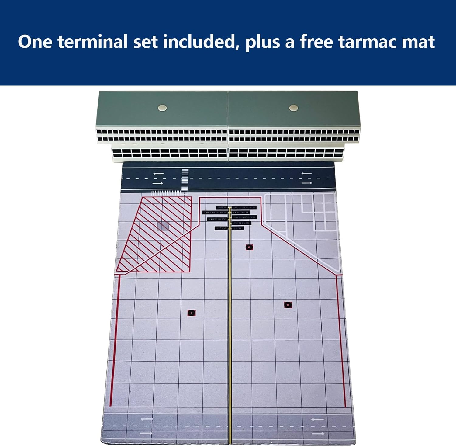 Airport Terminal Model with Rubber Airport Mat, Airport Terminal Building Model Set Compatible with 1/400 Scale Aircraft Models, Collectible Model for Aviation Enthusiasts
