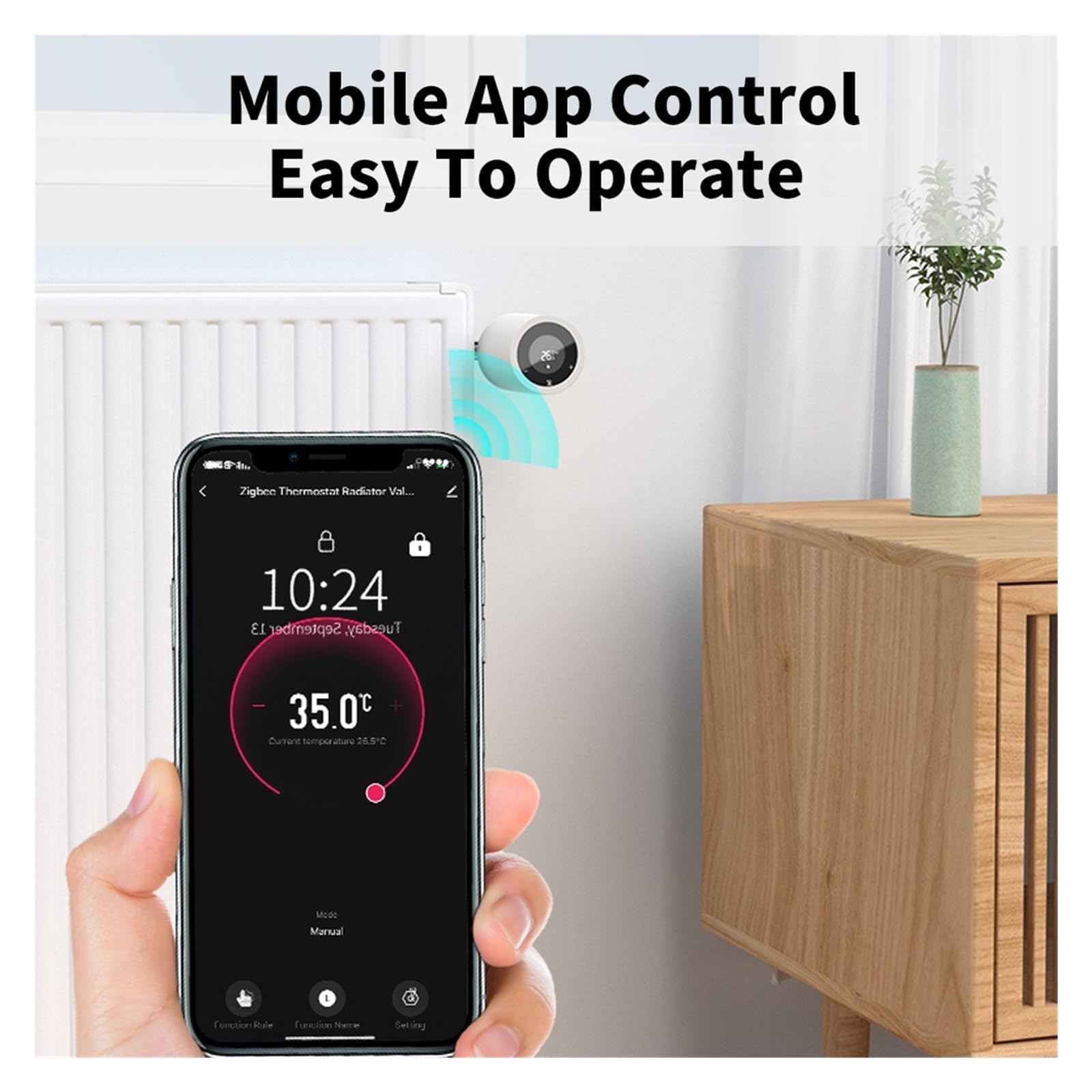 Inteligentny termostat, Inteligentny siłownik chłodnicy Tuya, termostat zaworu TRV automatyczna programowalna kontrola głosowa temperatury dla Alexa Google Home(2Pcs)