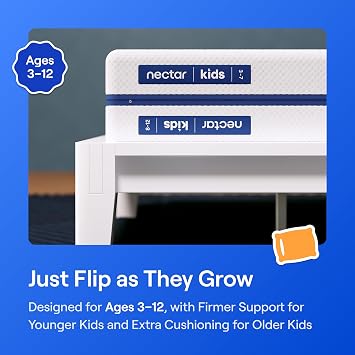 Nectar Kids 8 Twin Memory Foam Mattress, 2-Side Design, Ages 3-12