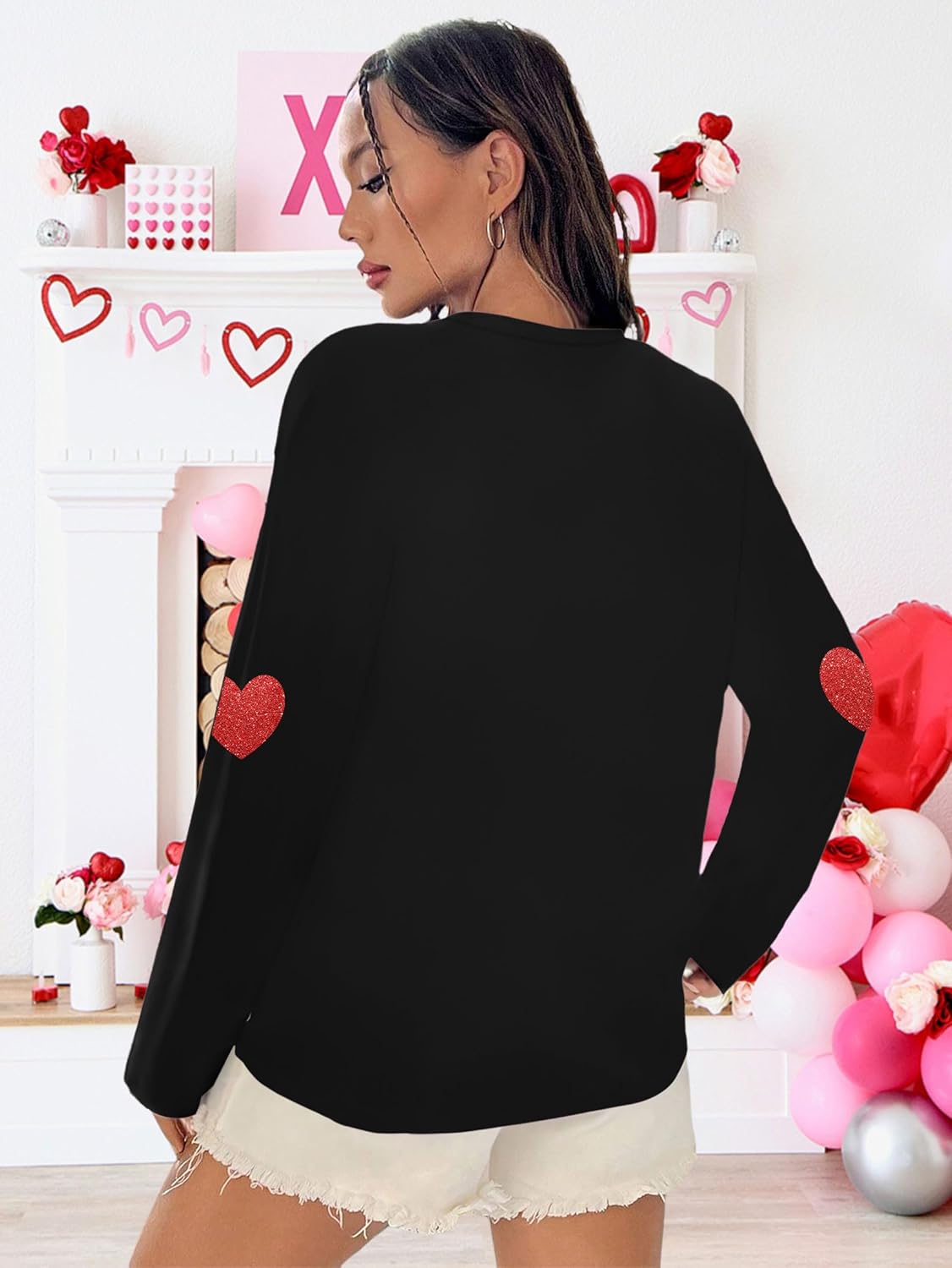 Valentines Day Shirts Women Love Heart T-Shirts Casual Long Sleeve Valentines Day Graphic Tees Tops - Image 5