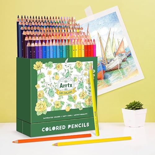 Miniatura 8 de Arrtx Juego de lápices de colores profesionales, 126 lápices de colores de núcleo suave para dibujar, mezclar y sombra, suministros de arte de
