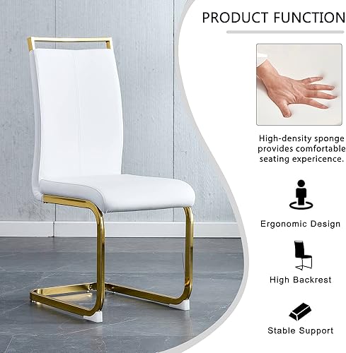 Miniatura 5 de SSLine Moderno juego de mesa de comedor de cristal de 5 piezas para 4 personas, mesa de cocina de 63 pulgadas de largo con 4 sillas de comedor de