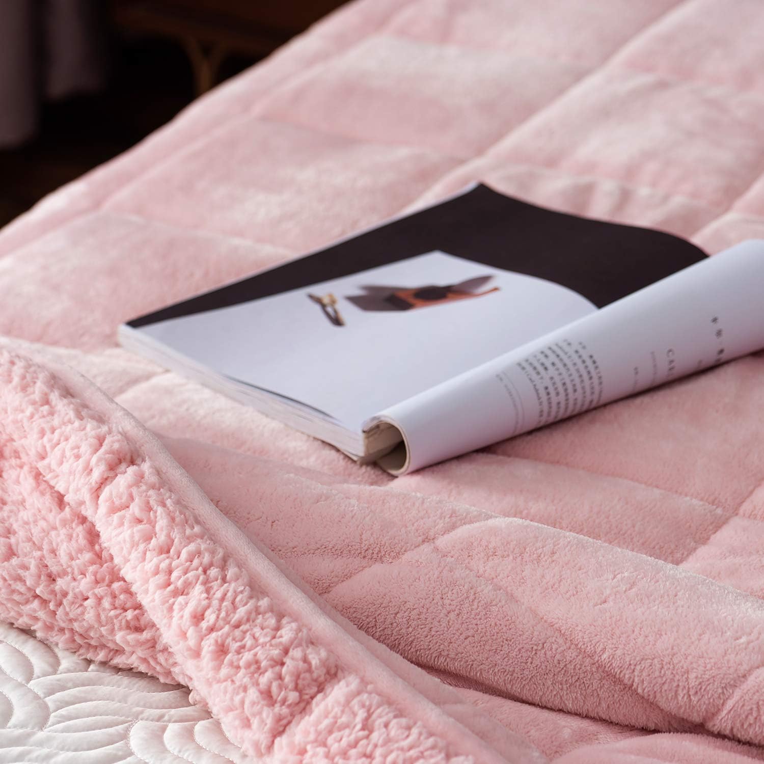 Up To 40% OFF Sivio Sherpa Fleece Weighted Blanket for Adult, 15lbs Heavy Fuzzy Throw Blanket with Soft Plush Flannel, Reversible Twin-Size Super Soft Extra Warm Cozy Fluffy Blanket, 48x72 Inch Dual Sided Pink