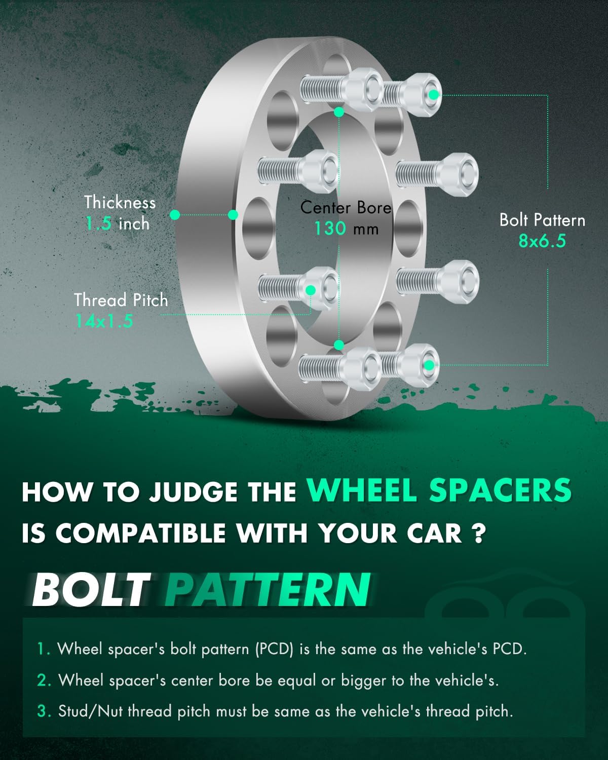 SCITOO 4X 1.5 inch Wheel Spacers 8 Lug 8X6.5 to 8X6.5 complatible with 1988-2000 for K2500 K3500 Pickup Wheel Spacers C2500 C3500 Pickup Wheel Spacers for 2500 3500 HD Wheel spacers