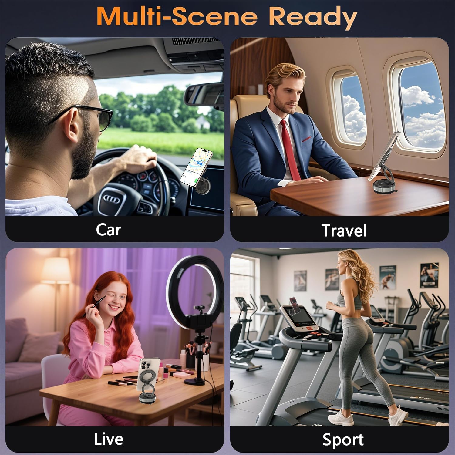 Phone Holders for Your Car Phone Holder Mount for MagSafe 360° Adjustable Vacuum Suction Magnetic Car Phones Mount Cellphone Holder for iPhone 16 15 14 13 12 Series and Android (Zinc Alloy)