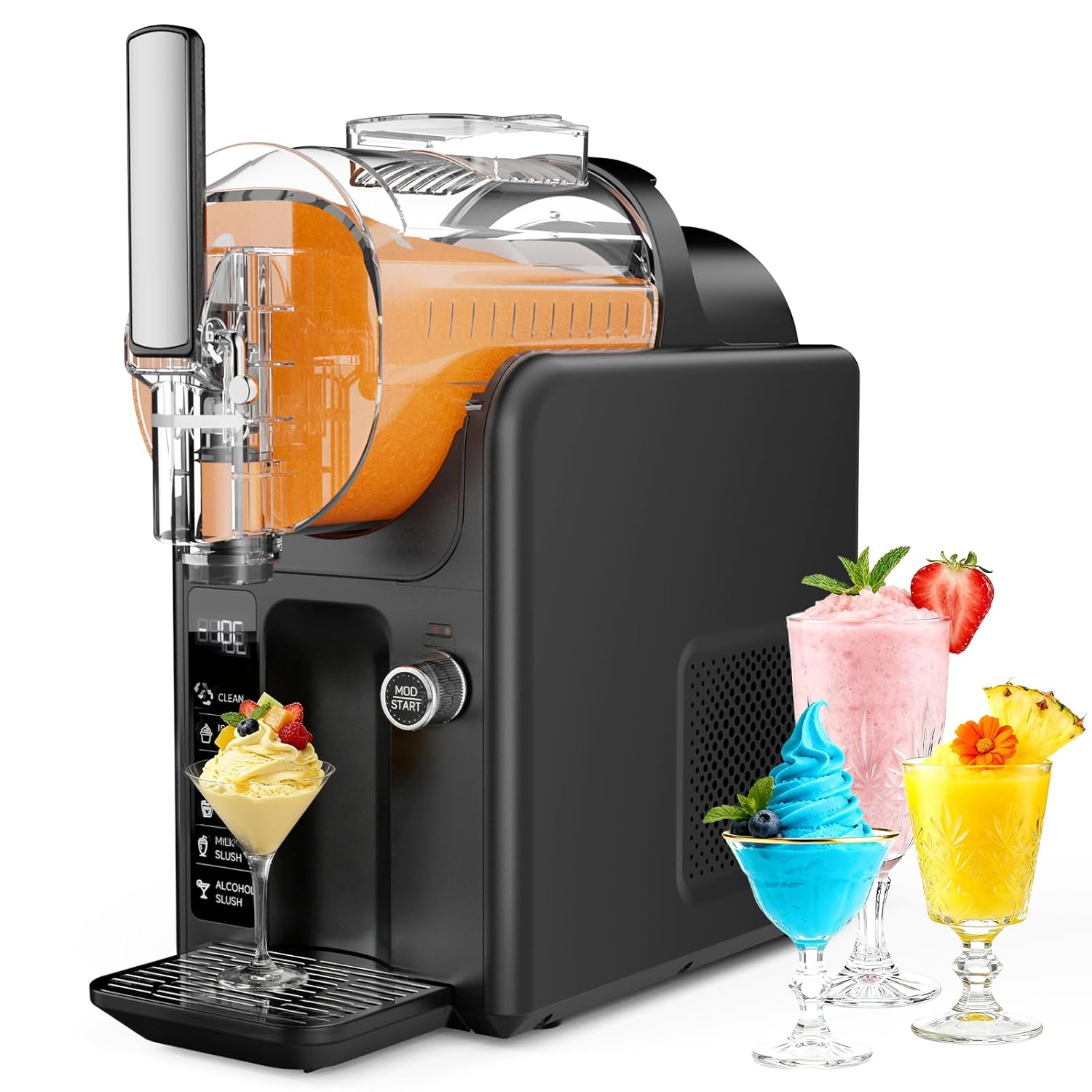 Slushie Machine for Home, 85oz Slushy and Ice Cream Maker No Ice Needed, Frozen Drink Maker with 5 Presets, Quiet, Auto-Clean, LED Display, Slushy Machine for Margaritas,Milkshakes,Frappés and More