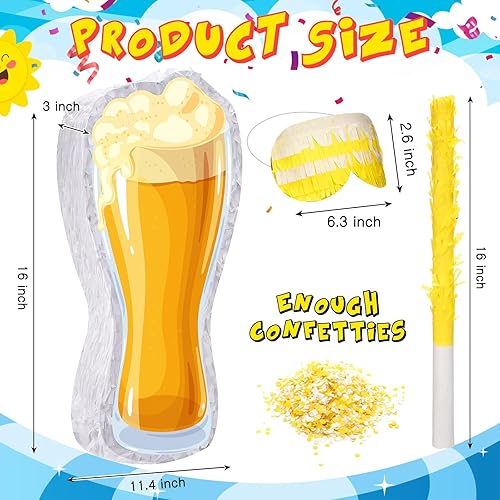Miniatura 2 de Sratte Piñata de cerveza con palo y con los ojos vendados, confeti de cerveza, piñata de cristal de cerveza, taza de animaciones a cervezas,