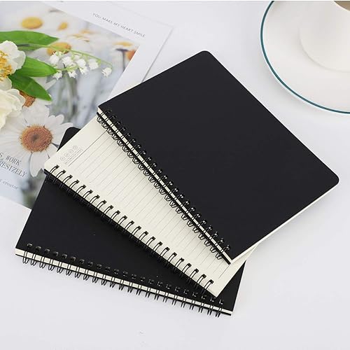 Miniatura 8 de EUSOAR - Cuaderno rayado A5 con espiral, tapa dura negra, para escritura, viajes, notas, diario, bocetos, para estudiantes, oficina, negocios,