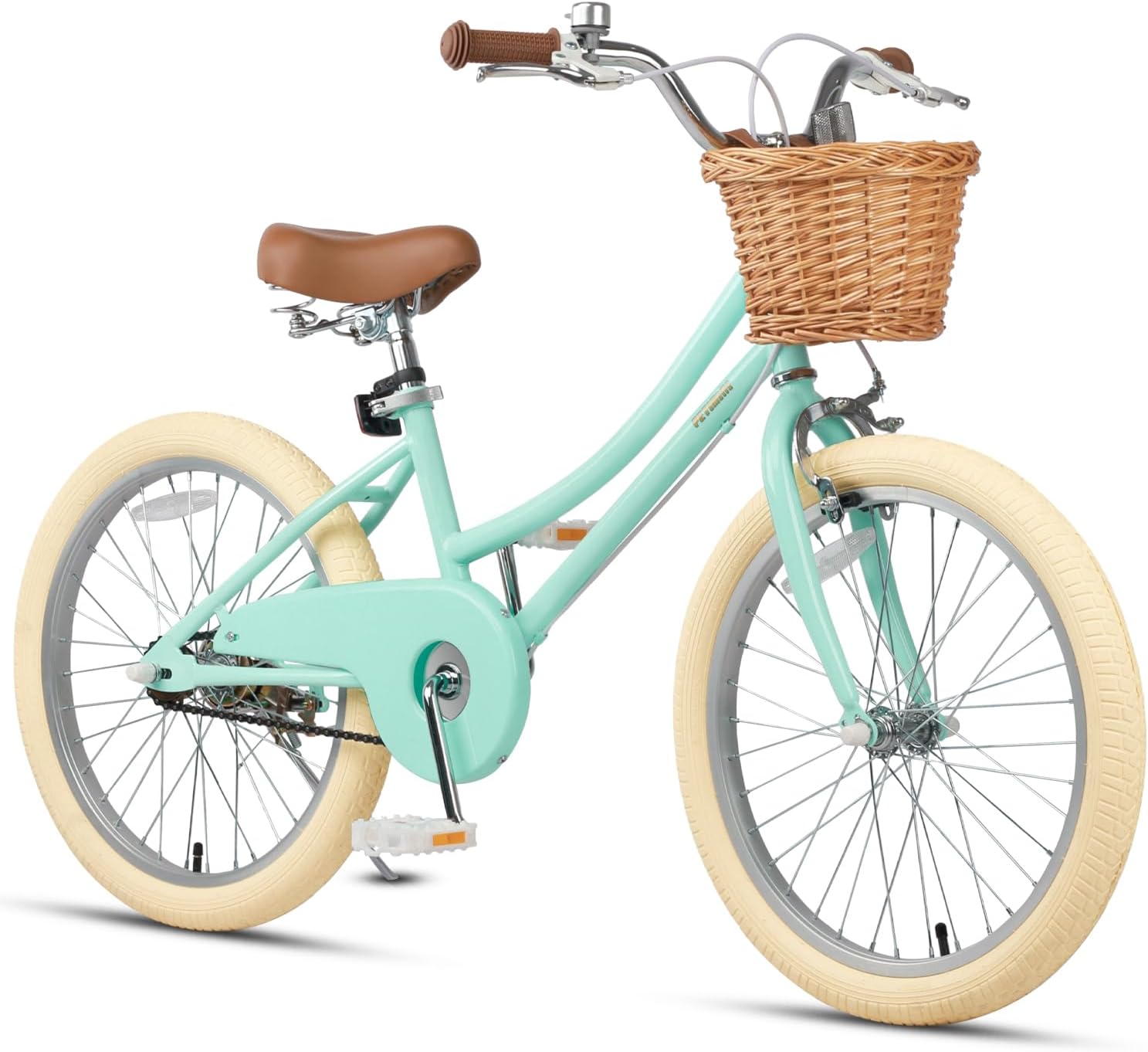 Vintage Kids Bike for Girls, 12–20 Inch Classic Bicycle with Wicker Basket & Bell, High Tensile Steel Frame, Training Wheels (12–18”), 85% Pre-Assembled, Retro Bike for Outdoor Riding