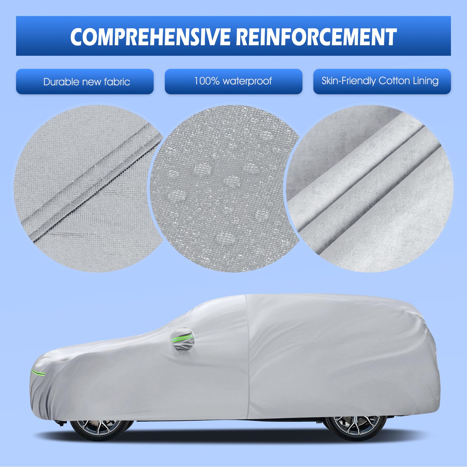 Car Cover Fit for BMW X5 2007-2025 Migaven Waterproof Full Exterior Cover Sun Rain Protection with Door Zipper — view 2