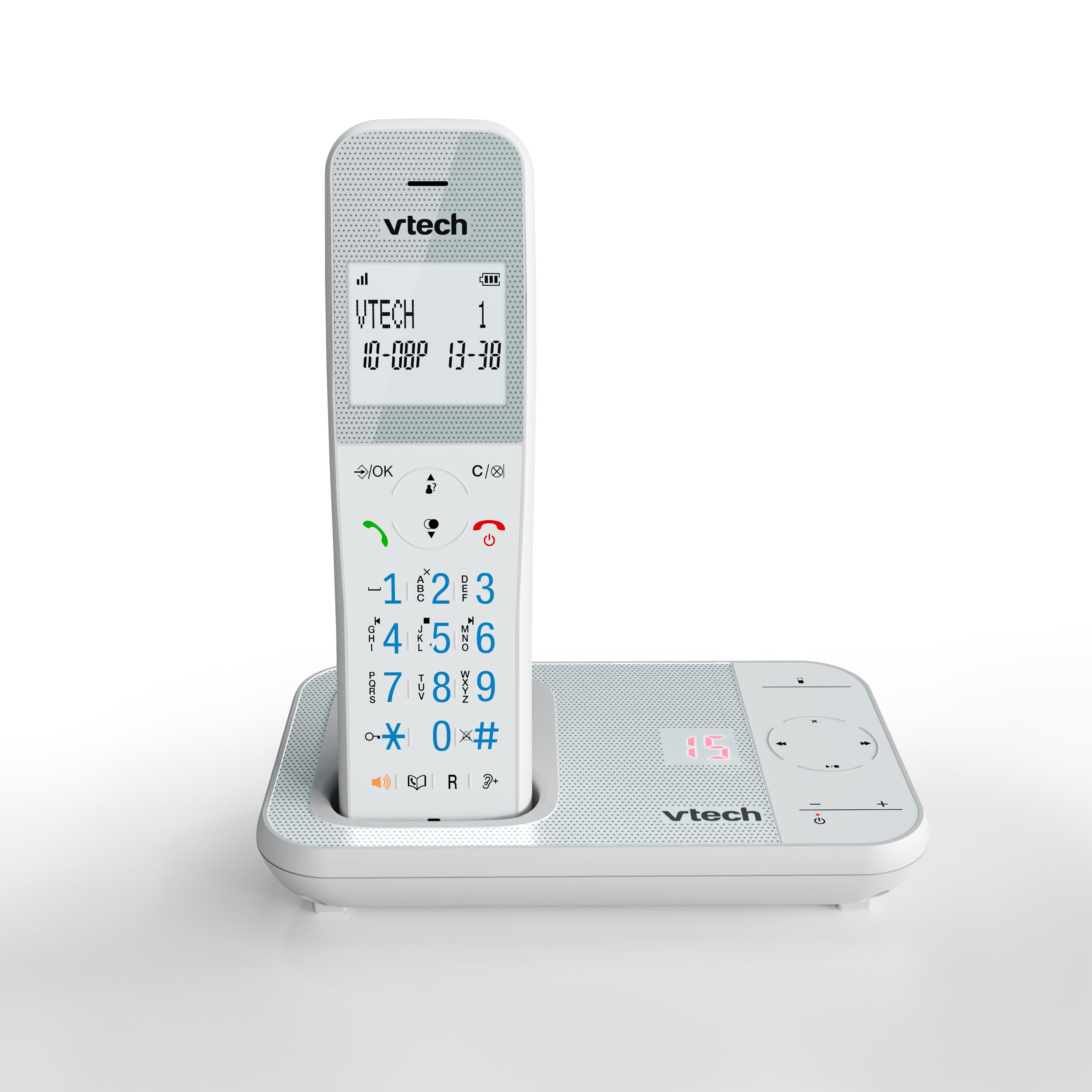 VTech XS1050 Schnurlostelefon mit Anrufbeantworter, schnurloses DECT-Telefon, Anruferkennung/Anruffunktion, Lautstärkeregler, Freisprechfunktion, Anrufschutz