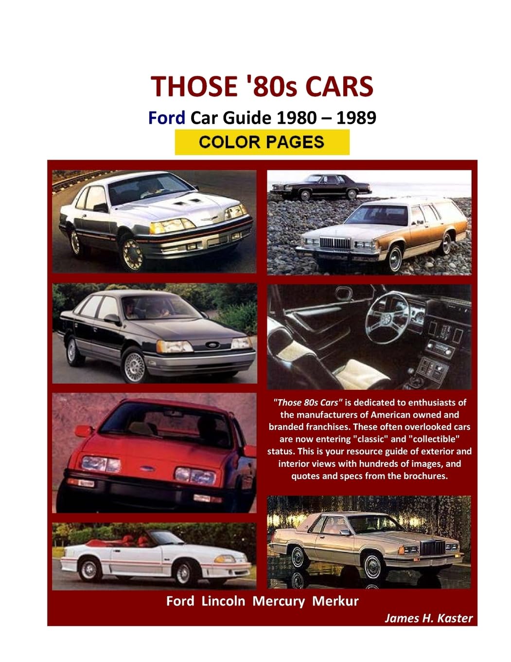 Those 80s Cars Ford livre auto vintage pages couleur collection