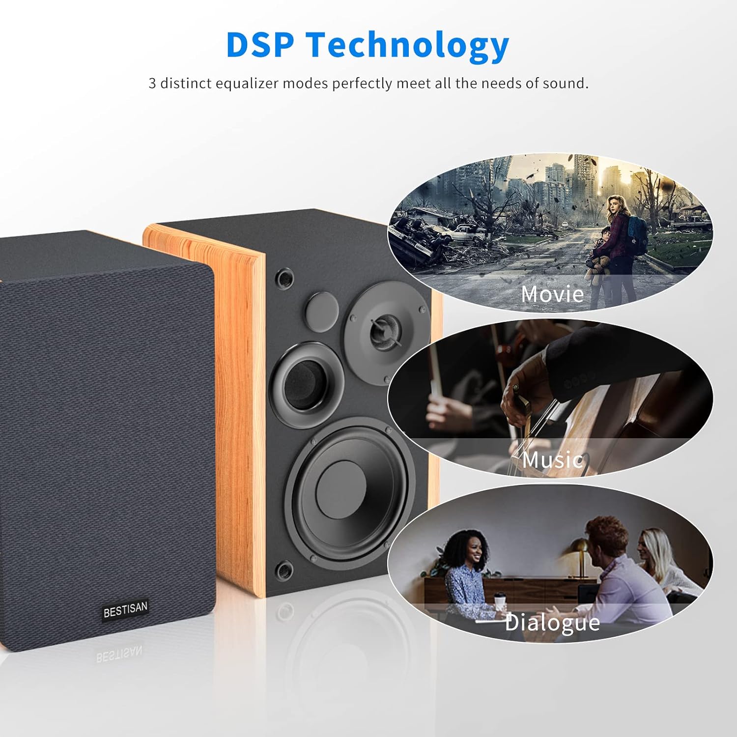 70% оƒƒ Dіѕсоunt Bookshelf Speakers with Bluetooth 5.0, Bestisan Powered 2.0 Stereo 50W Home Audio Bookshelf Speaker for Turntables, Record Player, TV, Optical/RCA Input, Remote Control, Wooden Enclosure, Pair