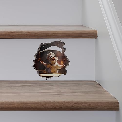 Miniatura 5 de Calcomanía de ratón de pizza en agujero de ratón, adhesivo de pared 3D con agujero de ratón