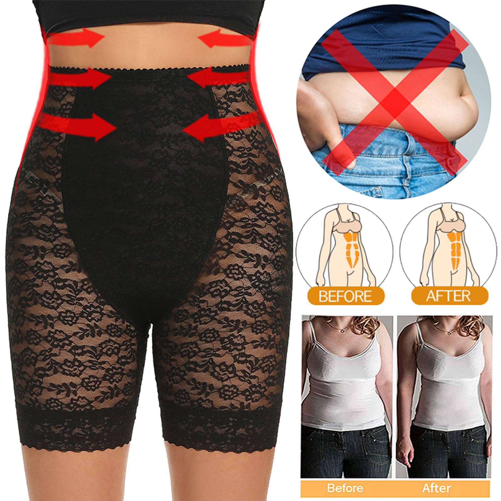 Fajas para Mujer con Control de Barriga de Cintura Alta, Pantalones Cortos de Encaje para Cintura del Vientre, corsés, Bragas Moldeadoras de Cuerpo