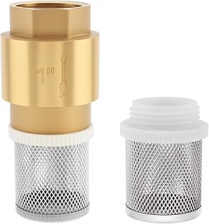 Foot Valve with Filter, 1" DN25 Brass Bottom Valve Prevent Backflow Non Return Spring Check Valves with 2 Pcs Mesh Strainer Filter for Water Pump Irrigation, Industrial Piping System (1 inch)