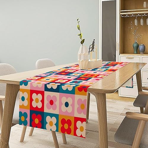 Miniatura 95 de Camino de mesa retro de los años 70, estilo vintage, abstracto, moderno, bohemio, espiral, espiral, ondas, granja, cena, camino para el hogar,