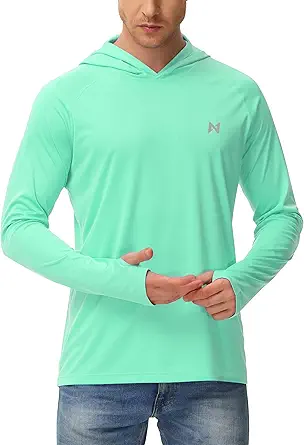isnowood Sun Shirt UPF 50+ Men's Fishing Shirt Long Sleeve UV Protection Hoodie Rash Guard