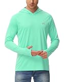 isnowood Men's UPF 50+ Fishing Hoodie Sun Shirt Long Sleeve Large Green