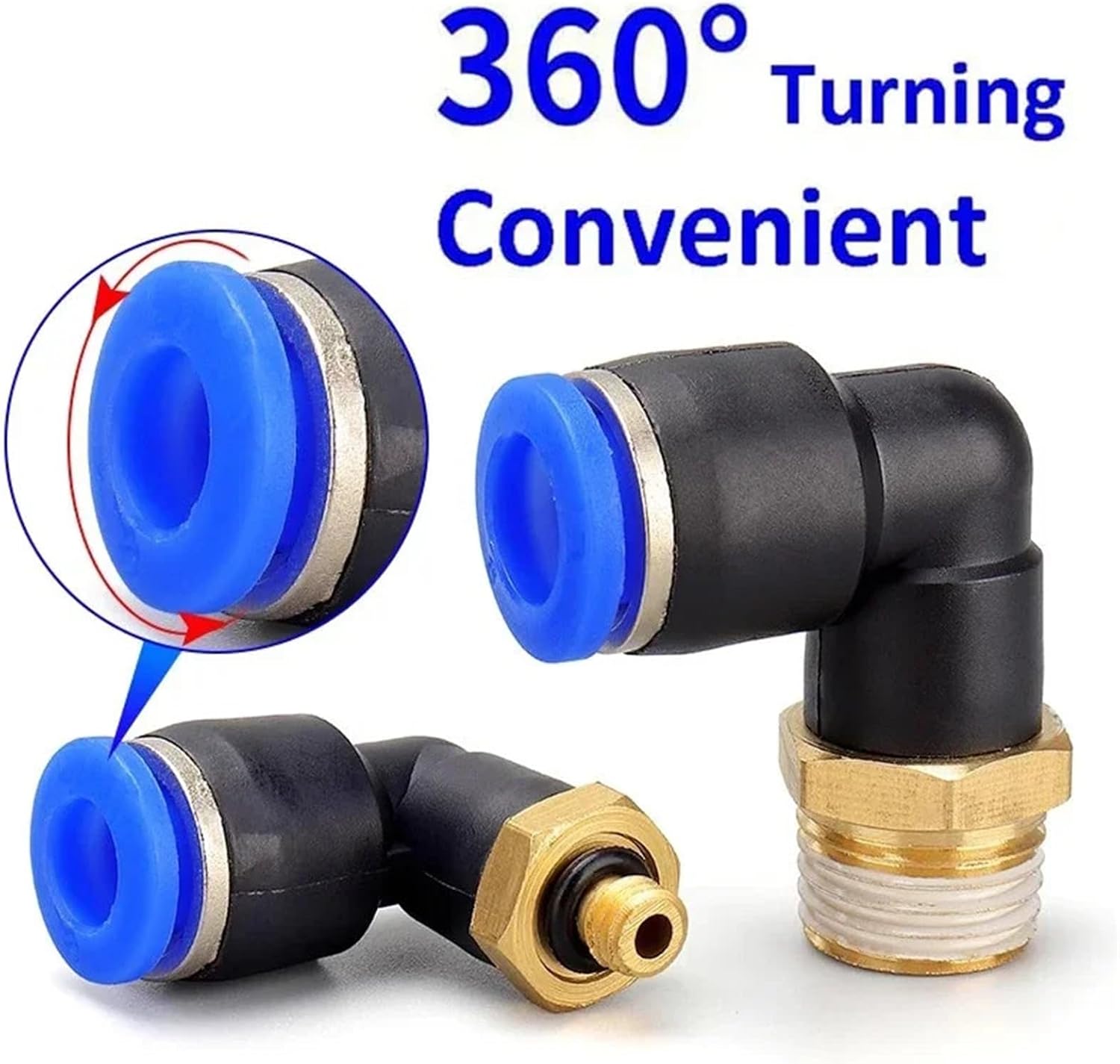 20/50/100PCS Quick Push In 2 Way Connector 4-12mm Male Pneumatic Thread Elbow Joint Hose 1/8" 1/4" Air Fittings Universal(PL12-02,100 PCS)