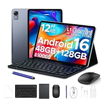 P12 Tablet 12 Pollici 2.4K Tablet Android 16,120Hz,48GB+128GB/2TB TF,Grigio