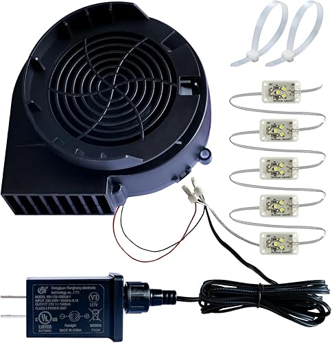 DomKom Soplador inflable de repuesto de 1.5 A para decoraciones inflables de patio, con adaptador de 12 V2.0 A y 5 luces LED, para decoraciones