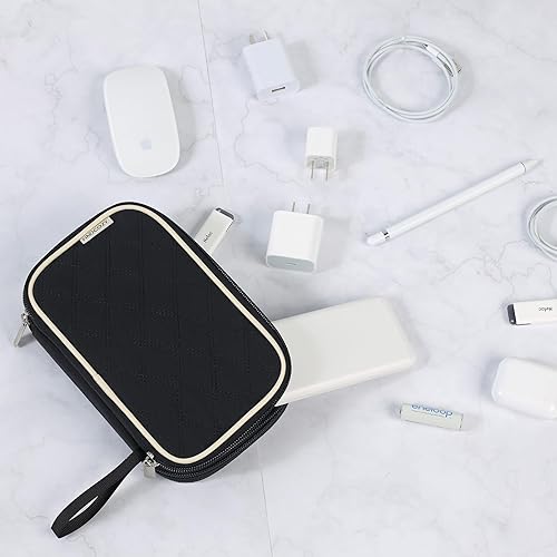 Miniatura 6 de FINDCOZY Organizador electrónico de cable de viaje, accesorios electrónicos de doble capa, artículos esenciales de viaje para cable, cargador,