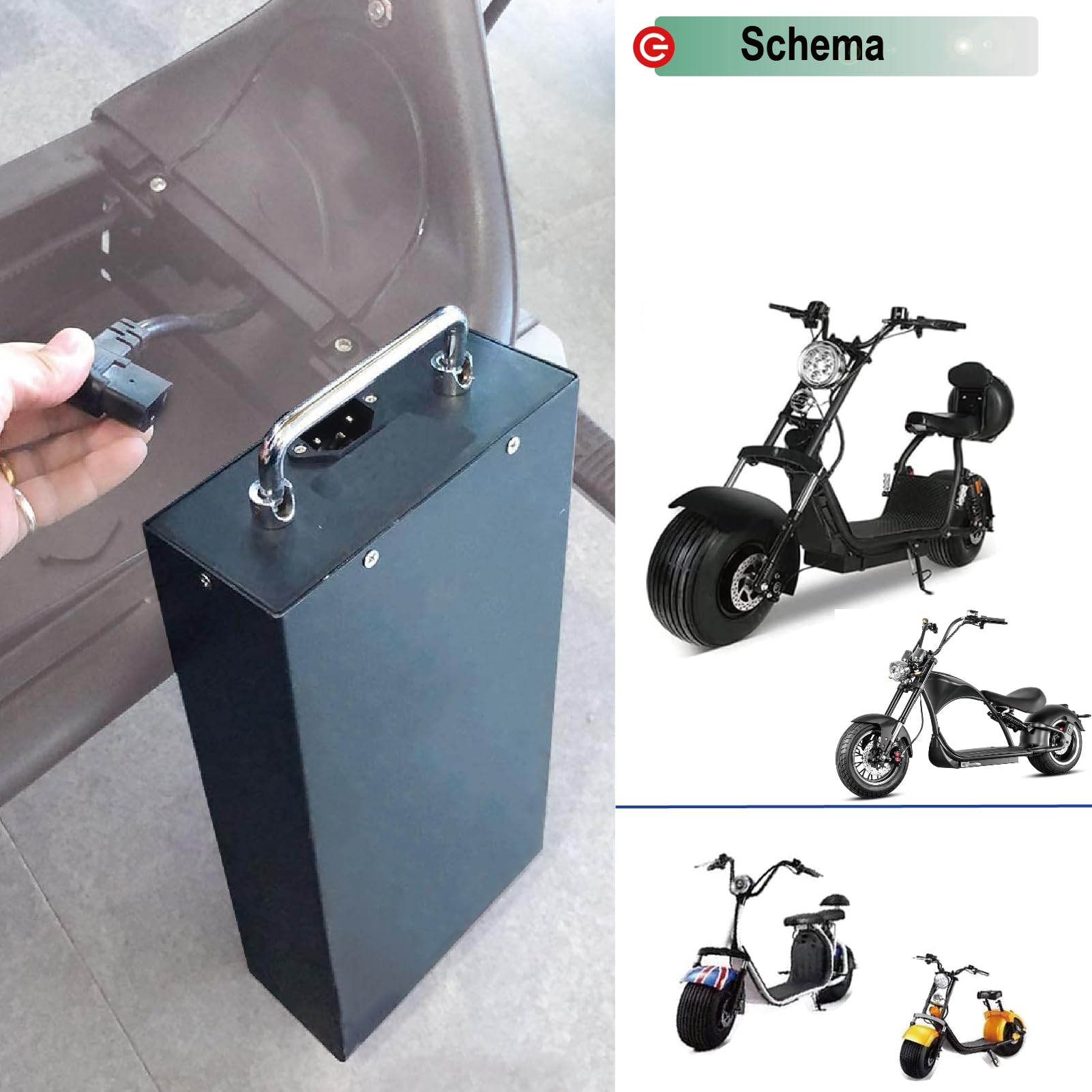 Batería de Ion de Litio 60V 20Ah para Patinete y Bicicleta eléctrica con Cargador(60V 20Ah)