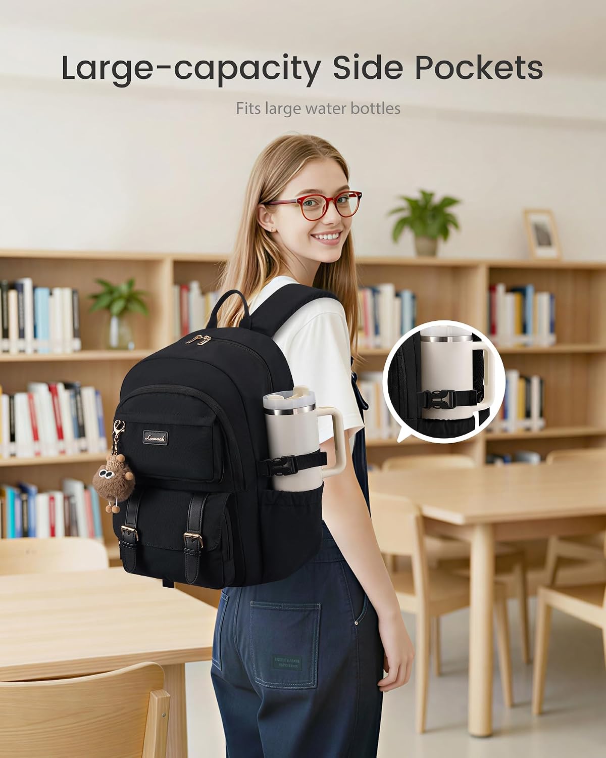 LOVEVOOK School Backpack for Girls, Bookbag with 15.6" Laptop Compartment image 3