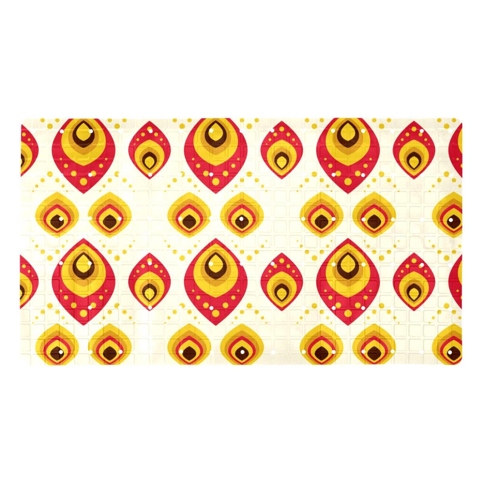 Tapis de bain antidérapant avec ventouses motif paon coloré