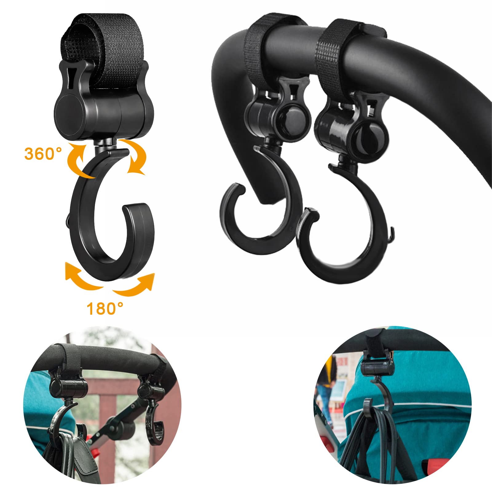 3 Ganci Per Passeggino URAQT - Universali, In Pelle, Porta Borse Fino A 5kg - Foto 4