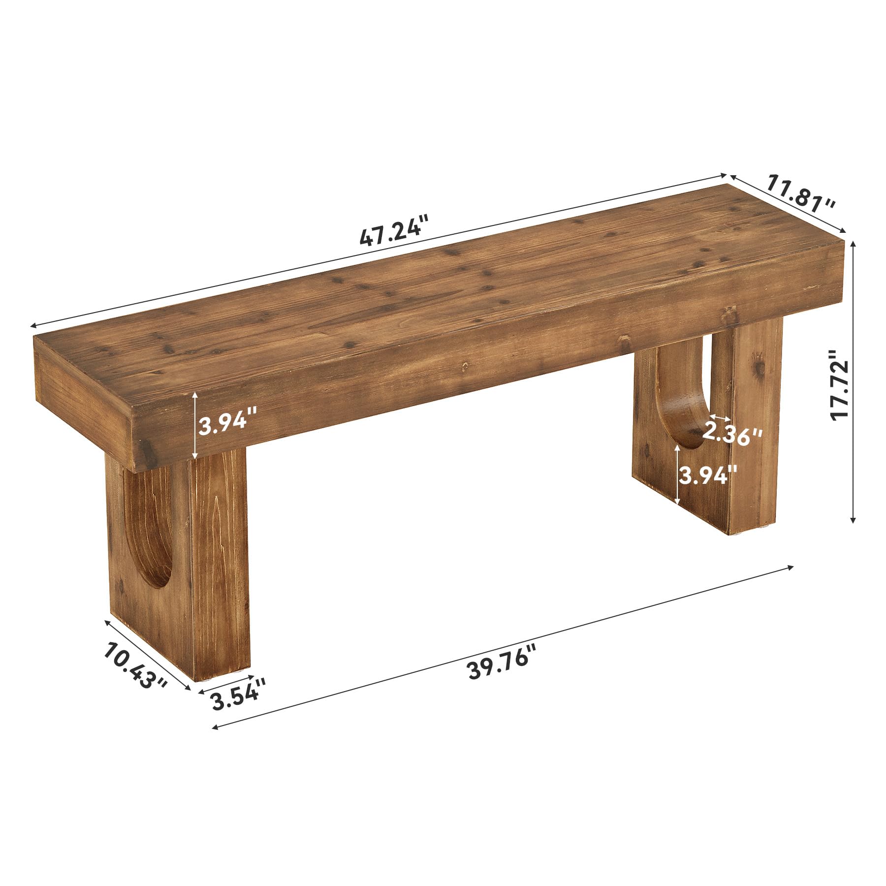 120 cm Holz Sitzbank Flur Schuhbank mit stabilen Beinen