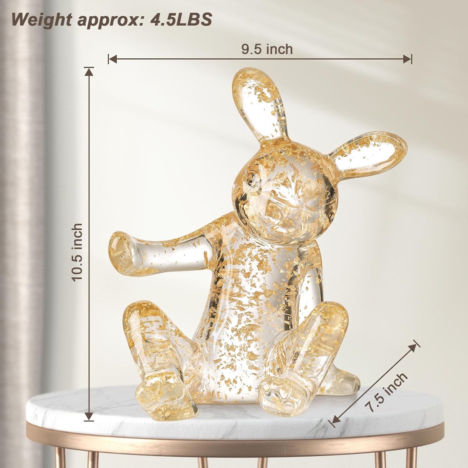 Tabletop Wine Racks,Rabbit Wine Holder Countertop, Crystal Clear Resin Bunny Wine Rack, Cute Wine Bottle Stand for Kitchen Bar, Gift for Wine Lovers (Gold)
