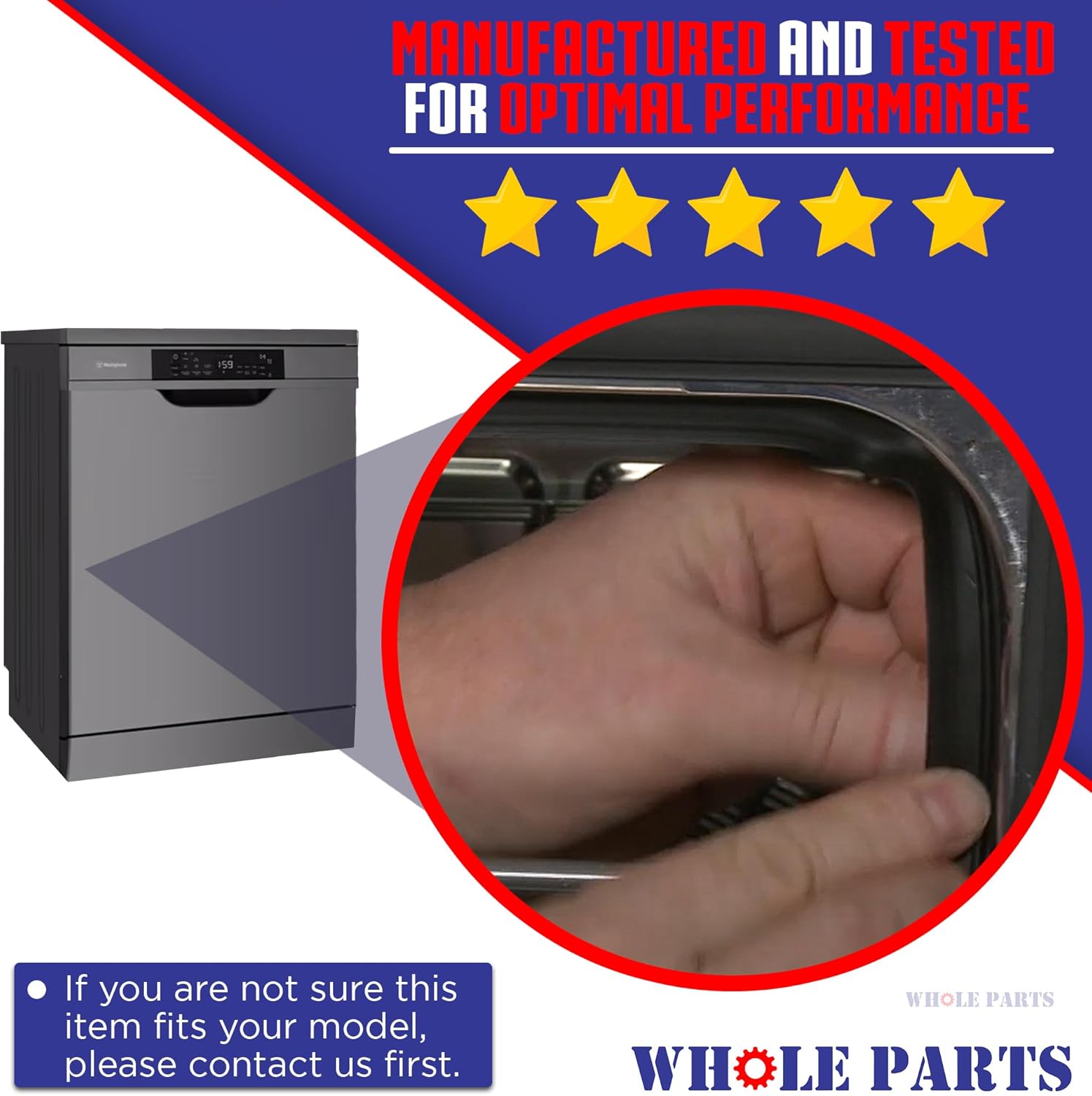 Upgraded Whole Parts Dishwasher Door Seal Gasket Part# 3920DD3005D - Replacement & Compatible with Some Kenmore and LG Dishwashers