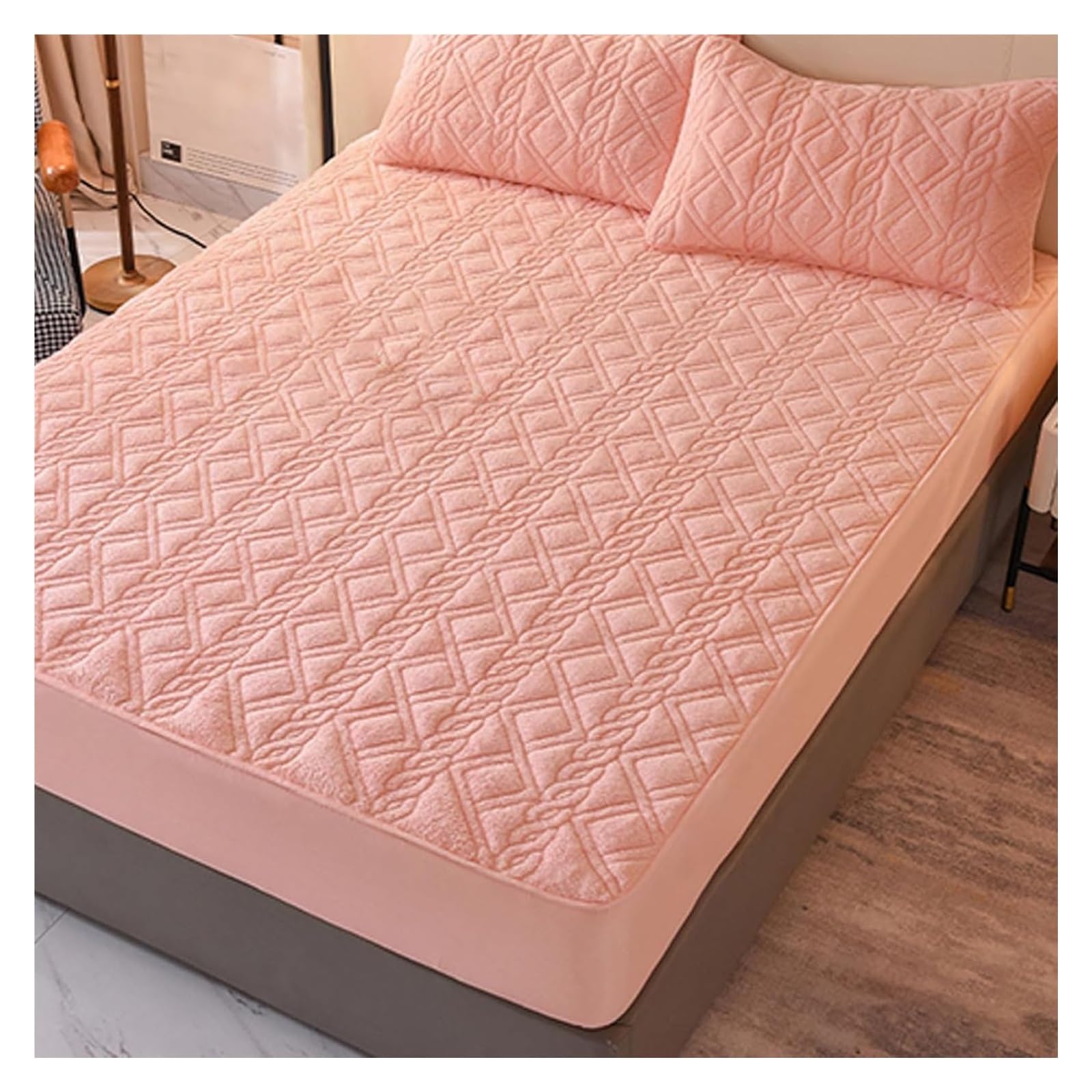 Lenzuolo Lenzuola con angoli Lenzuolo singolo con angoli Lenzuolo super morbido spazzolato Termico Caldo accogliente Traspirante Biancheria da letto extra profonda di lusso rosa(Khaki,200 x 220+30 cm)