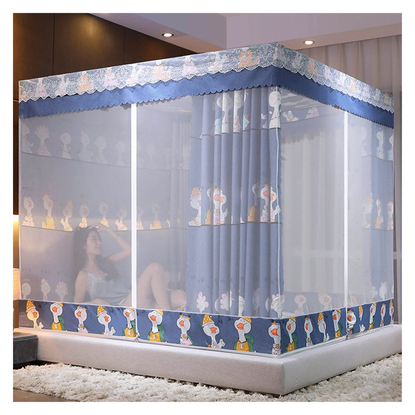GJMSSMY Portable Camping Tent Bed Canopy Mosquito Nets Twin Full Queen King Size Anti Mosquito Net (Color : Blue, Size : 5 foot bed)