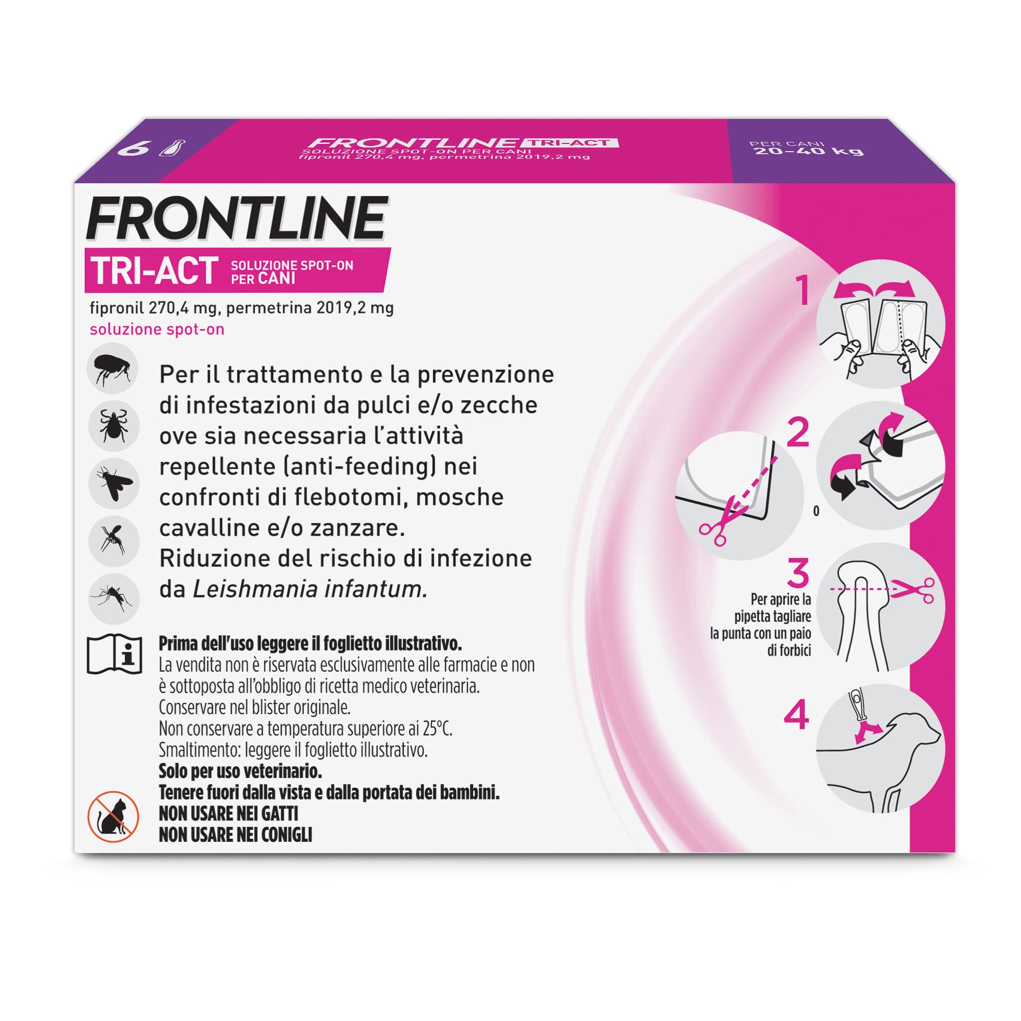 FRONTLINE | TriAct Spot On Cani | Protezione da pulci, zecche, mosche cavalline pappataci & Amazon Basics Sacchetti per bisogni dei cani, con dispenser e clip per guinzaglio,300 unità