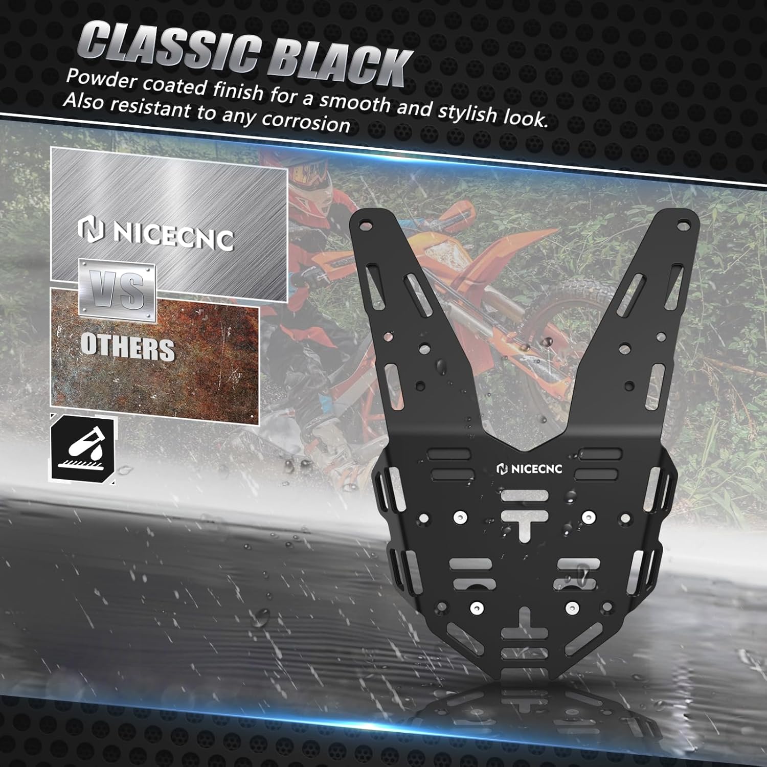 NICECNC Black Motorcycle Rear Luggage Rack Cargo Rack Luggage Shelf Compatible with 690 Enduro R 2019 2020 2021 2022 2023, Compatible with GasGas ES/SM 700 2022 2023