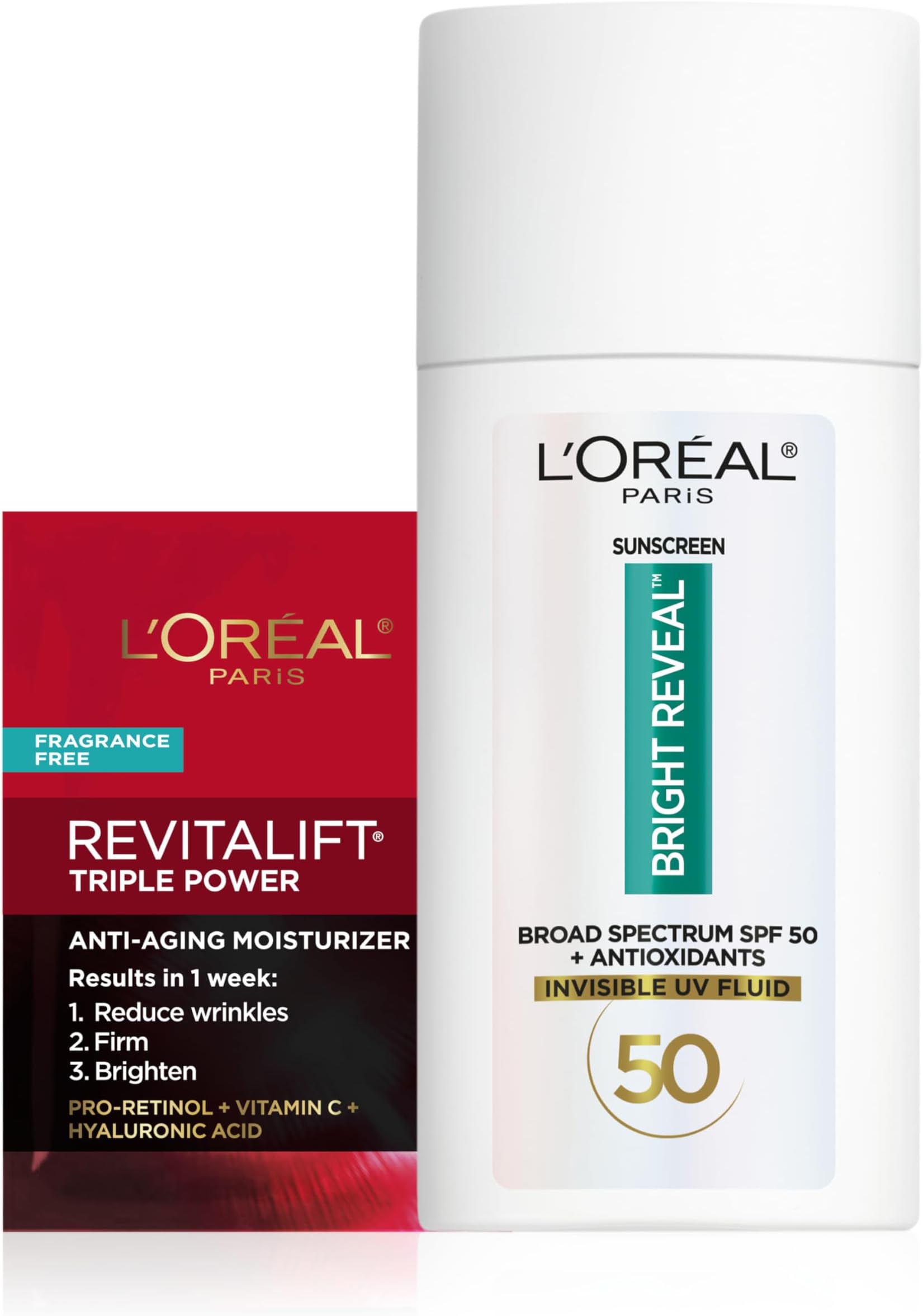 L’Oréal Paris L'Oreal Bright Reveal Broad Spectrum Daily SPF 50 UV Lotion, 1.7 fl oz + Moisturizer Sample