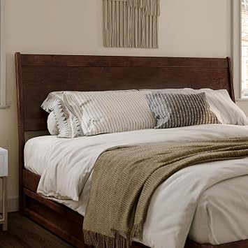 HomeStock Solid Wood Panel Headboard - Adjustable Height, Angled Design Bed Frame Mount King/Walnut