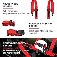 Vista 3 de Yakitoko - Juego de arnés de seguridad universal de 4 puntos, 5 cm, para Go Kart, UTV, ATV, rojo para carreras