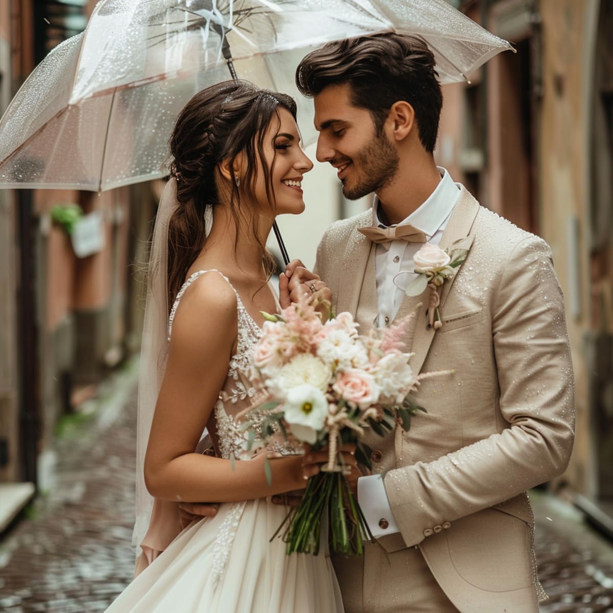 12 Pcs Wedding Umbrella Bulk,with J Hook Handle,Auto Open Stick Clear Umbrellas,Large Windproof Bubble Umbrella for Wedding Party, Birthday, Outdoor Interactive, Photography