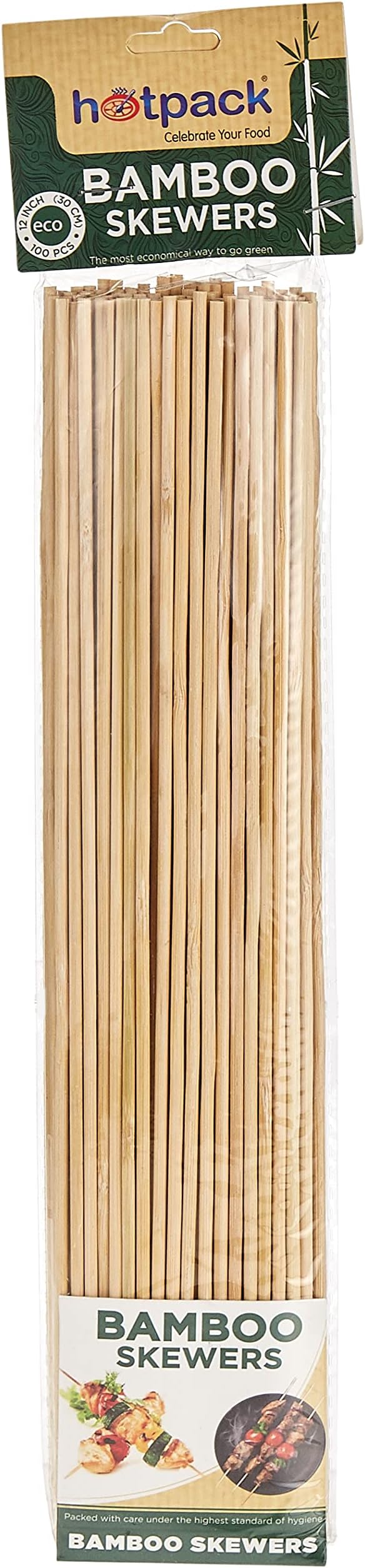Hotpack Disposable Bamboo Skewer 12 inches, for Grill, Barbecue,100 Pieces