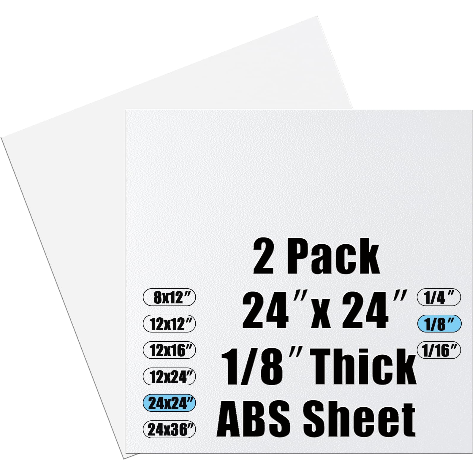 Thermoform ABS Sheets - 2 Pack, 1/8" Thick -12