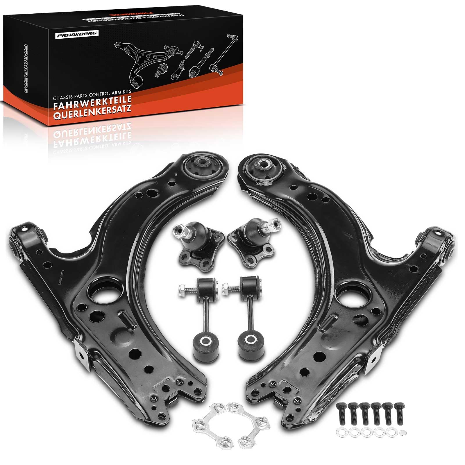 Frankberg 2x Querlenker 2x Koppelstangen Vorne Kompatibel mit A3 8L1 1.6L-1.9L 1996-2003 B.o.r.a 1J2 1.4L-2.8L 1998-2013 Golf IV 1J1 1.4L-2.8L 1997-2005 Replace# 1J0407365A