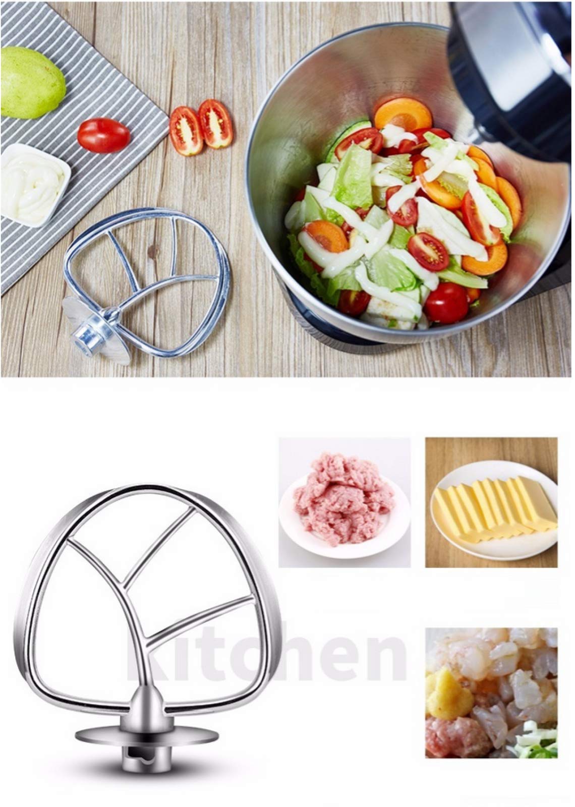 Robot cukierniczy, robot 5 l z zestawem do pieczenia (mikser do nici, bijak, haczyk), miska ze stali nierdzewnej, pokrywa wylewki, funkcja pulsu, 1000 W, biały