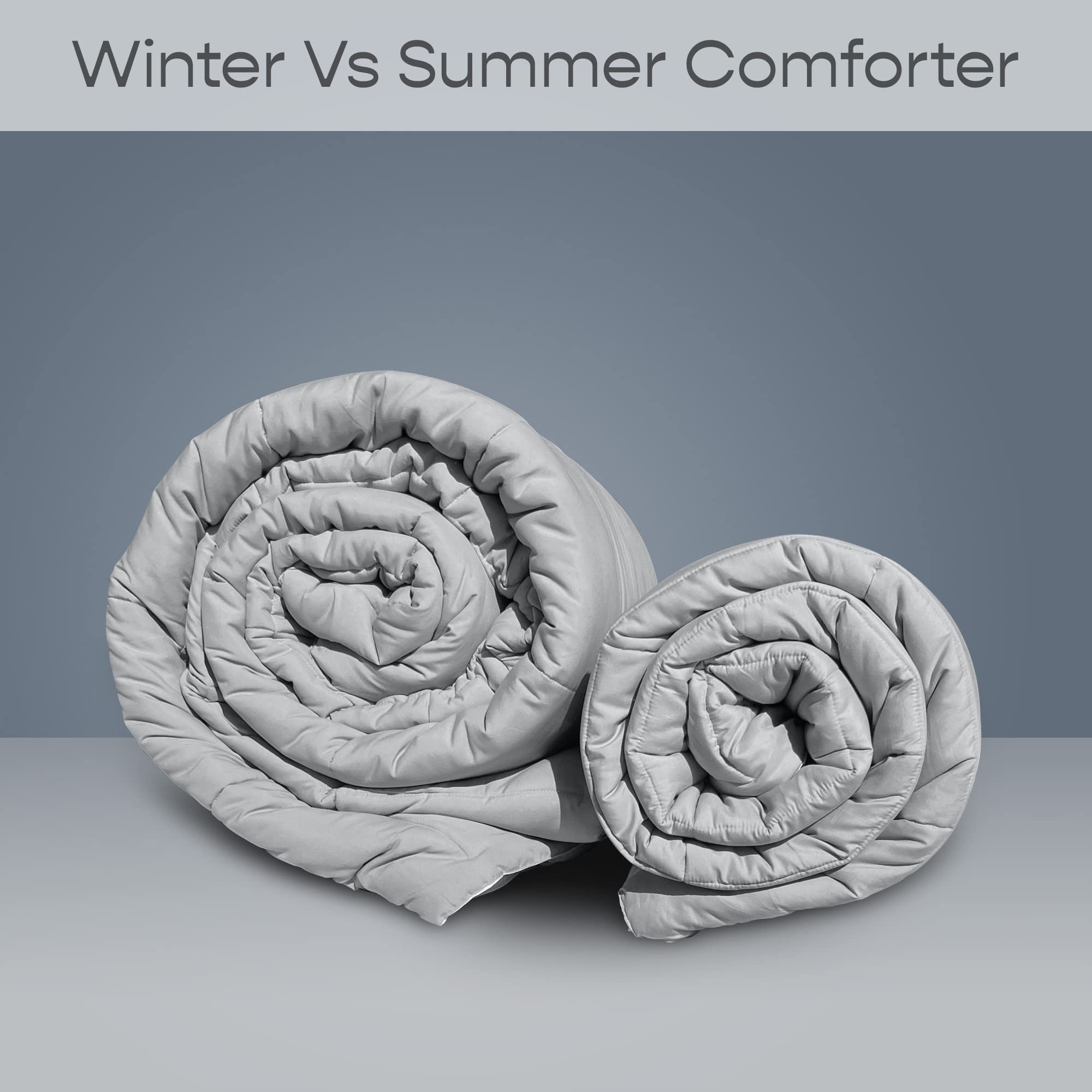 SleepyCat Luxurious All Season Reversible Comforter-Hotel Like Feel with Down Alternative Lightweight Microfiber Fill,Double Size 90X100 Inches(200 GSM,Rhino Grey and Coconut White) 4