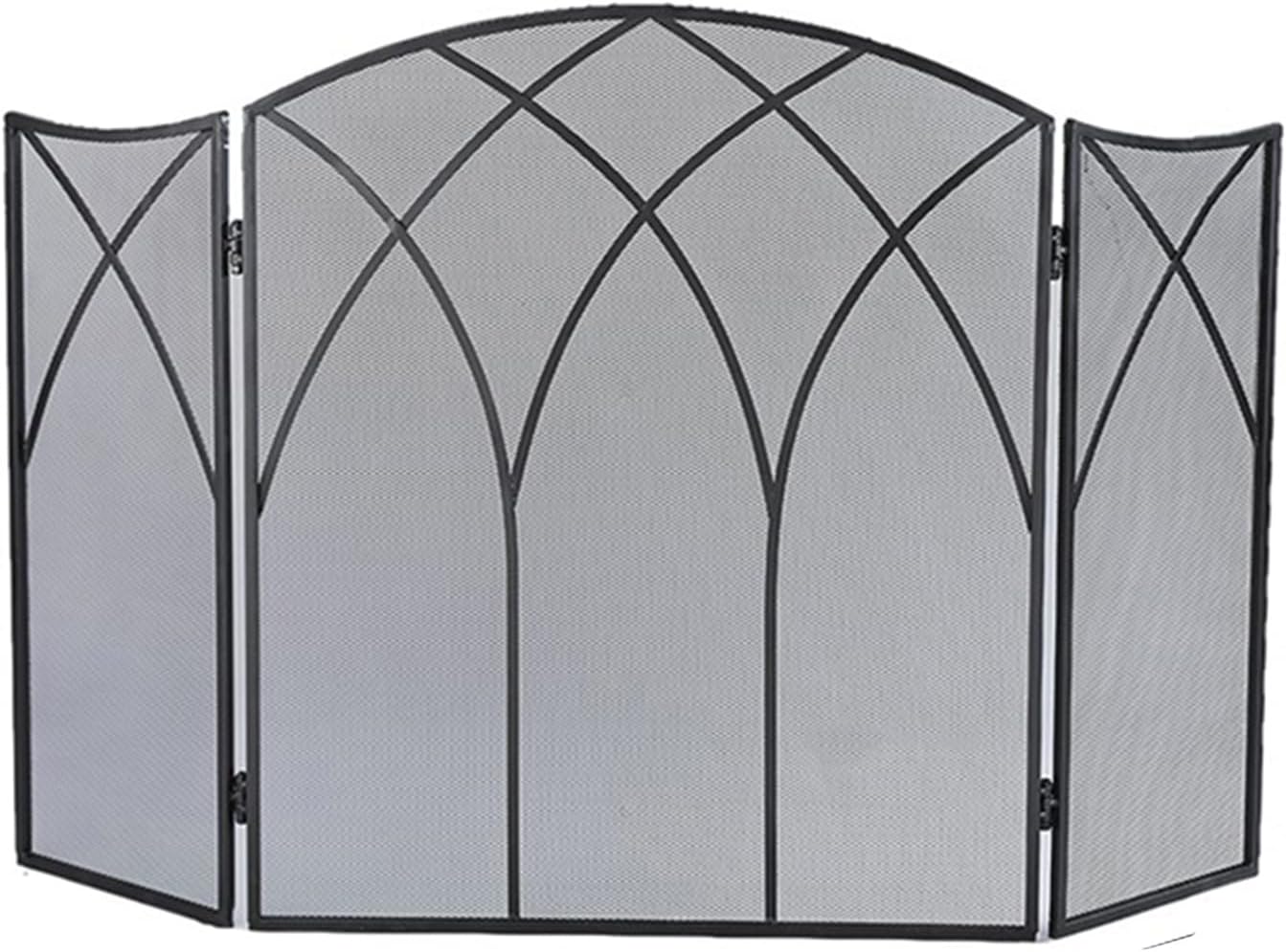 Farmhouse Wrought Iron Fireplace Screen, 3-Panel Childproof Gate for Gas Log & Wood Burners, Indoor/Outdoor Decor, Stylish Safety Solution