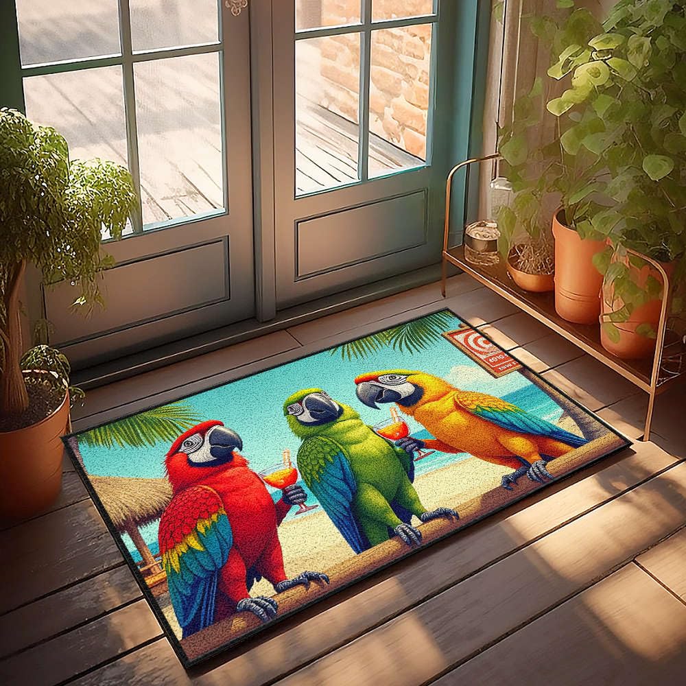 Tapis de porche perroquets 65x90 cm pour l'extérieur et l'entrée de maison