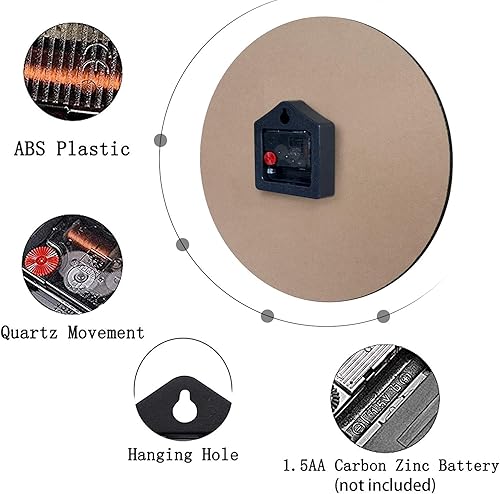 Miniatura 7 de Britimes Reloj de pared redondo silencioso sin tictac, funciona con pilas, 12 pulgadas, palmeras tropicales, playa, árbol de verano, decoración del
